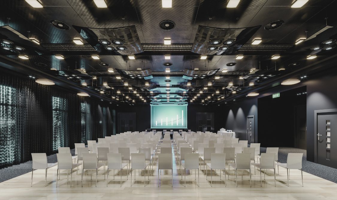 A light, beautifully set meeting space